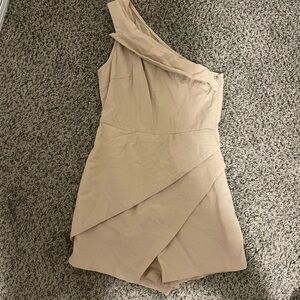 Elegant Tan One-Shoulder romper